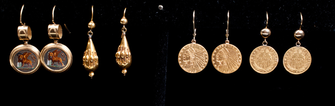 victorian earrings. Nobel Antique jewelry Store, Santa Monica. Made in America. Circa 1880s