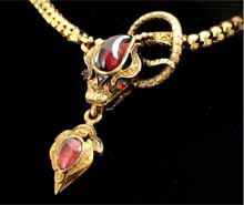 Late Victorian snake necklace. Nobel Antique jewelry Store, Santa Monica. Made in America.Circa 1880s.